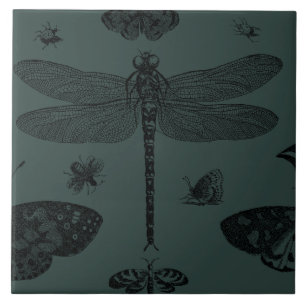 Vintage Trendy Butterflies Dragonfly Bee Fall Tile