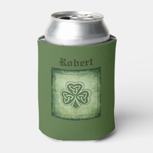 Vintage trendy grundge Irish shamrock Can Cooler