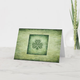 Vintage trendy grundge Irish shamrock Card