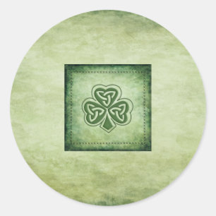 Vintage trendy grundge Irish shamrock Classic Round Sticker