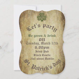 Vintage trendy grundge Irish shamrock Invitation