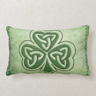 Vintage trendy grundge Irish shamrock Lumbar Cushion