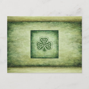 Vintage trendy grundge Irish shamrock Postcard