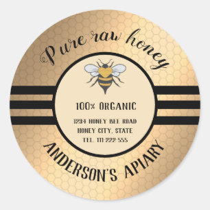 Vintage trendy honey jar bee apiary classic round  classic round sticker
