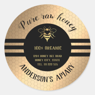 Vintage trendy honey jar bee apiary classic round  sticker