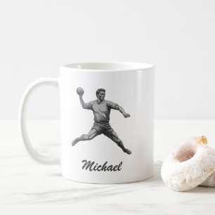 Vintage Trendy Modern Handball Player Personalised Coffee Mug