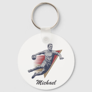 Vintage Trendy Modern Handball Player Personalised Key Ring