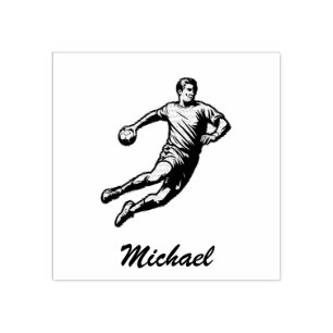 Vintage Trendy Modern Handball Player Personalised Rubber Stamp