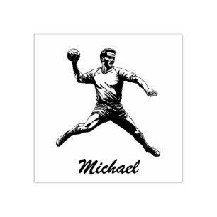 Vintage Trendy Modern Handball Player Personalised Rubber Stamp