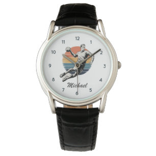Vintage Trendy Modern Handball Player Personalised Watch