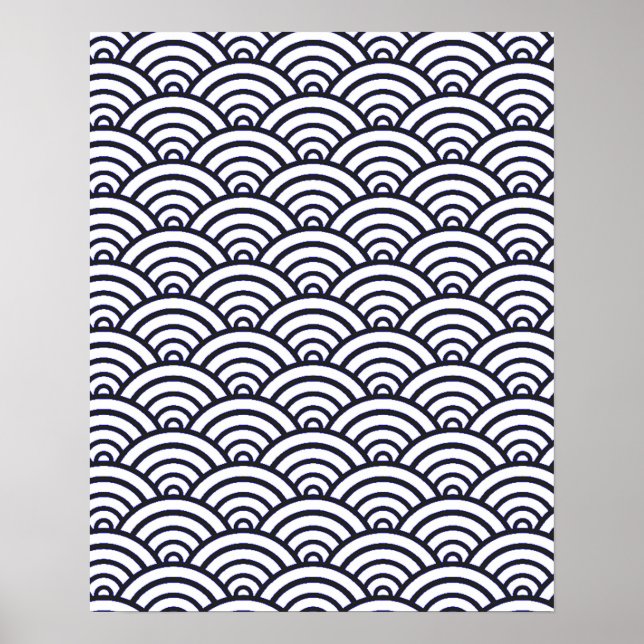 Vintage Trendy Seigaiha Japanese ocean pattern Poster (Front)