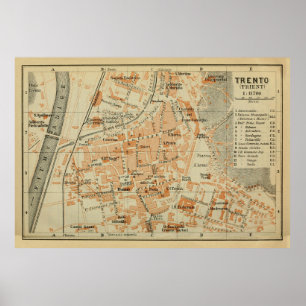 Vintage Trento Italy Map (1911) Poster
