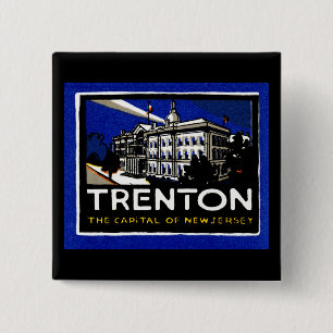 Vintage Trenton NJ Poster 15 Cm Square Badge