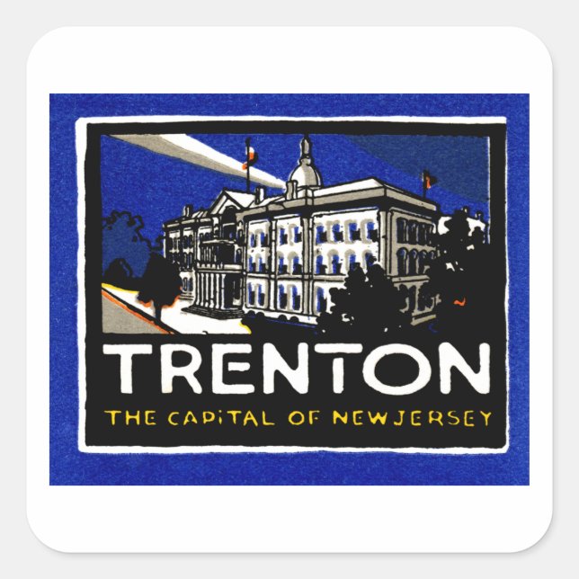 Vintage Trenton NJ Poster Square Sticker (Front)