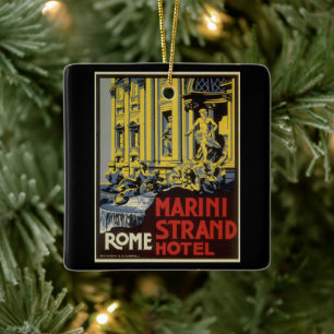 Vintage Trevi Fountain, Marini Strand Hotel, Rome Ceramic Tree Decoration