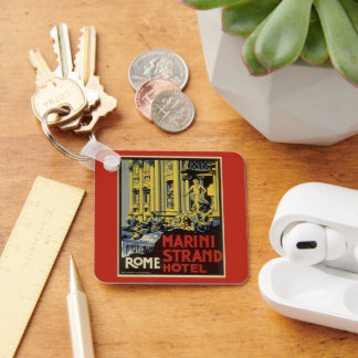 Vintage Trevi Fountain, Marini Strand Hotel, Rome Key Ring