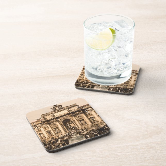 Vintage Trevi Fountain, Rome, Lazio, Italy Coaster (Right Side)
