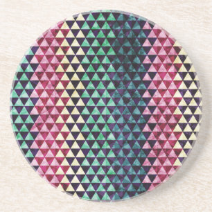 Vintage Triangle Geometric Seamless Pattern Coaster