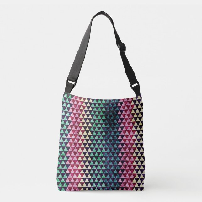 Vintage Triangle Geometric Seamless Pattern Crossbody Bag (Front)