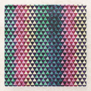 Vintage Triangle Geometric Seamless Pattern Glass Coaster