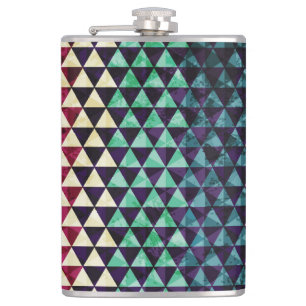 Vintage Triangle Geometric Seamless Pattern Hip Flask