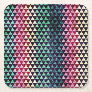 Vintage Triangle Geometric Seamless Pattern Square Paper Coaster