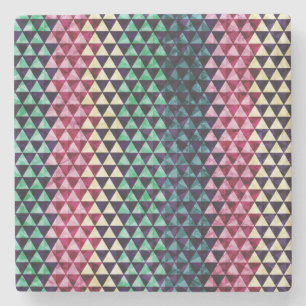 Vintage Triangle Geometric Seamless Pattern Stone Coaster