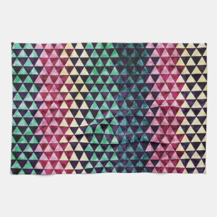 Vintage Triangle Geometric Seamless Pattern Tea Towel