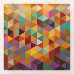 Vintage Triangles Pattern Background. Glass Coaster