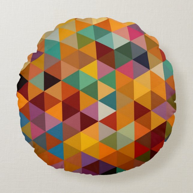Vintage Triangles Pattern Background. Round Cushion (Front)
