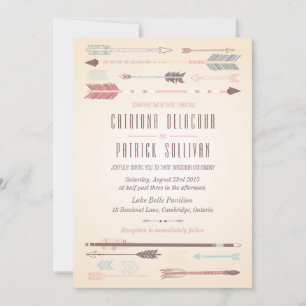 Vintage Tribal Arrows Bohemian Wedding Invitation