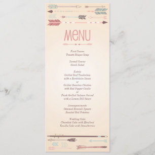 Vintage Tribal Arrows Menu Card