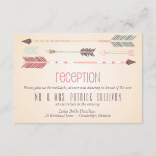 Vintage Tribal Arrows Wedding Reception Card