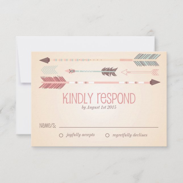 Vintage Tribal Arrows Wedding RSVP Card (Front)