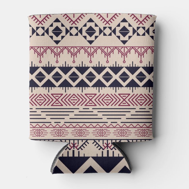 Vintage tribal Aztec background, ethnic pattern. Can Cooler (Front)