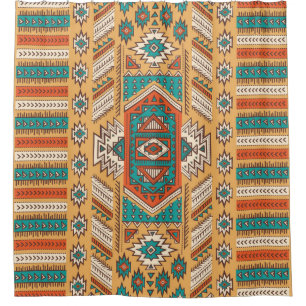 Vintage tribal ethnic seamless illustration patter shower curtain