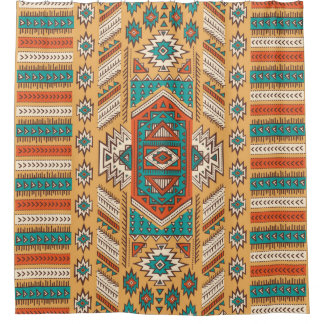 Vintage tribal ethnic seamless illustration patter shower curtain