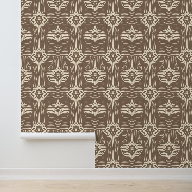 Vintage Tribal Geometric Pattern in Beige Wallpaper (Application)