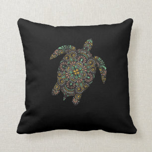 Vintage Tribal Hawaiian Sea Turtle Cushion