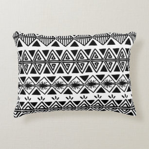 Vintage tribal pattern with black and white hand d decorative cushion
