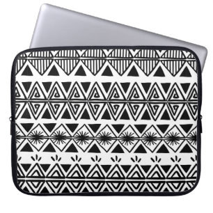 Vintage tribal pattern with black and white hand d laptop sleeve