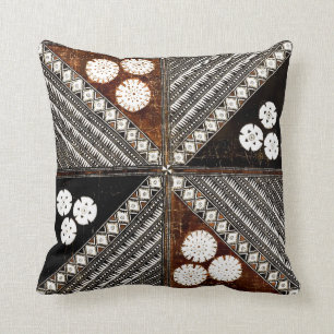 Vintage Tribal Tapa Pattern from Fiji Cushion