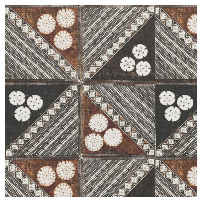 Vintage Tribal Tapa Pattern from Fiji Fabric (Close Up)