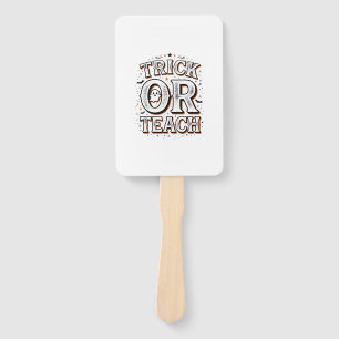 Vintage Trick Or Teach Halloween Teacher Shirt Des Hand Fan