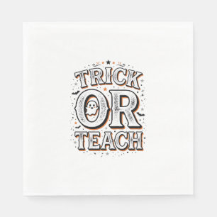 Vintage Trick Or Teach Halloween Teacher Shirt Des Napkin