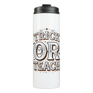 Vintage Trick Or Teach Halloween Teacher Shirt Des Thermal Tumbler