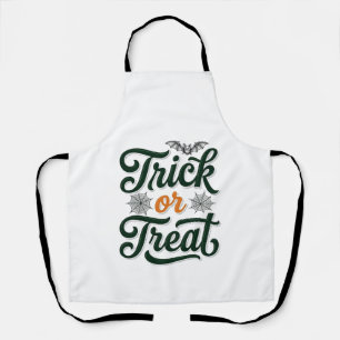 Vintage Trick Or Treat Halloween Typography Design Apron
