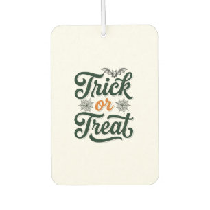 Vintage Trick Or Treat Halloween Typography Design Car Air Freshener