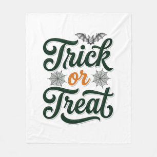 Vintage Trick Or Treat Halloween Typography Design Fleece Blanket