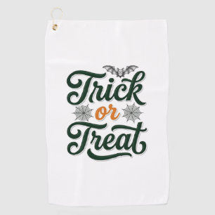 Vintage Trick Or Treat Halloween Typography Design Golf Towel